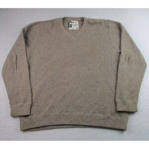 GAP Sweater Mens 2XL Beige‎ V Neck Rib Knit Cotton Nylon Wool Blend Pullover